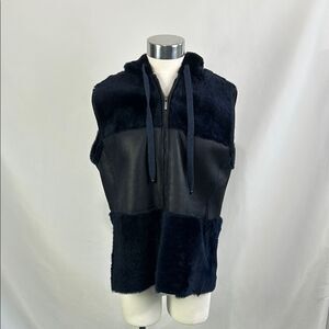Black Shearling Patchwork With Hood Lorena Antoniazzi Vest
